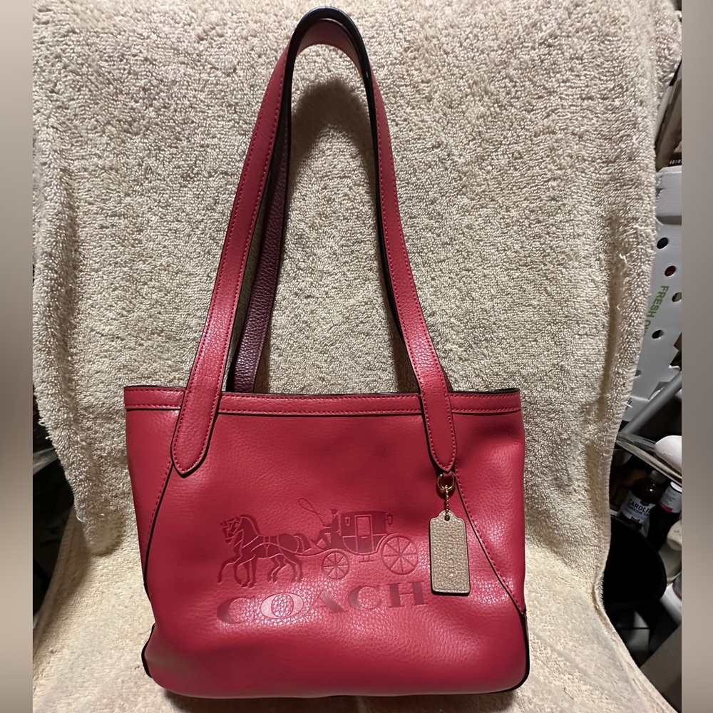 Coach pink leather tote